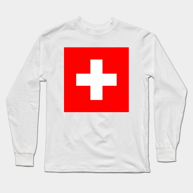 Flag of Switzerland Long Sleeve T-Shirt by COUNTRY FLAGS